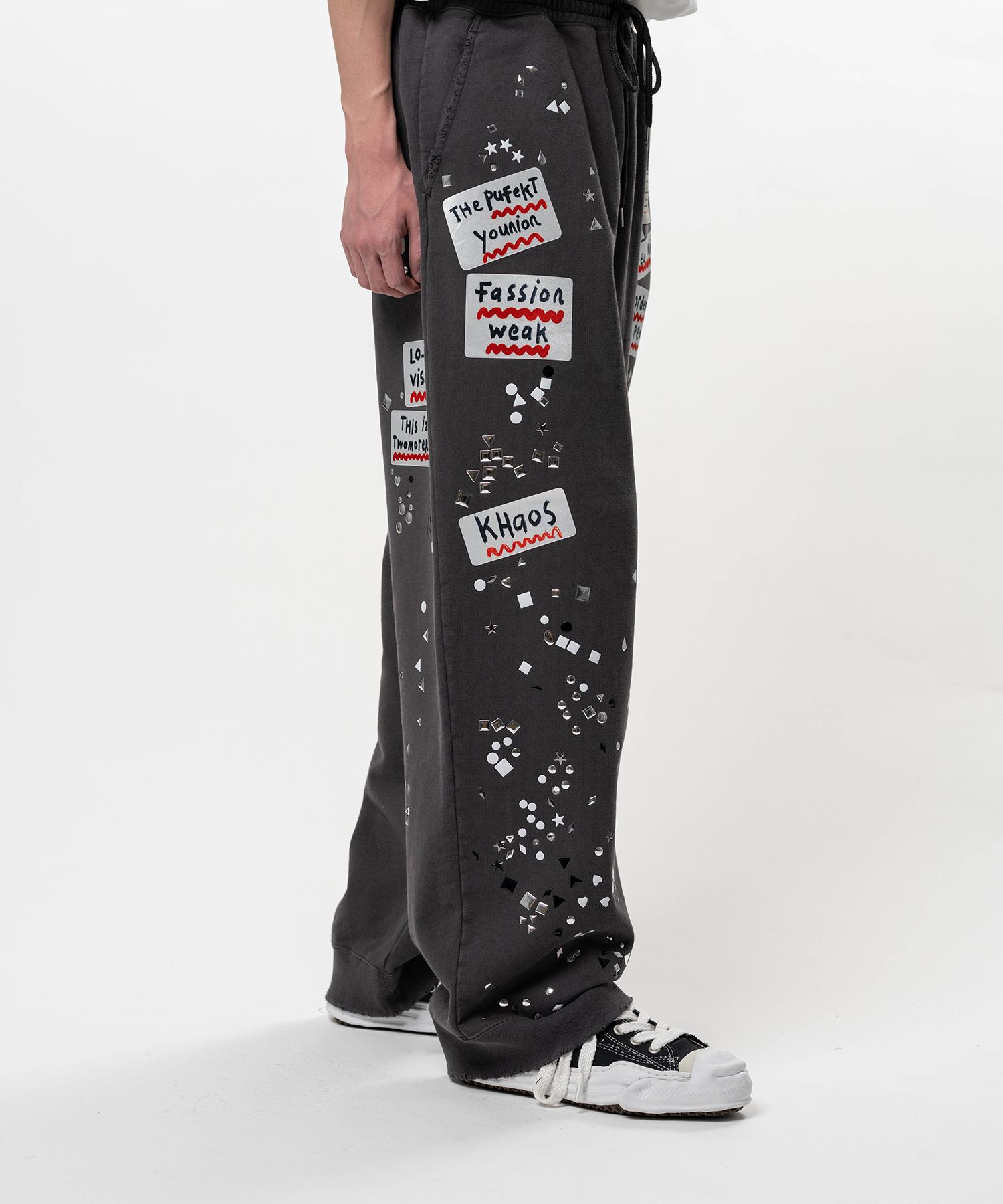 Embellished Sticker Sweat Pants