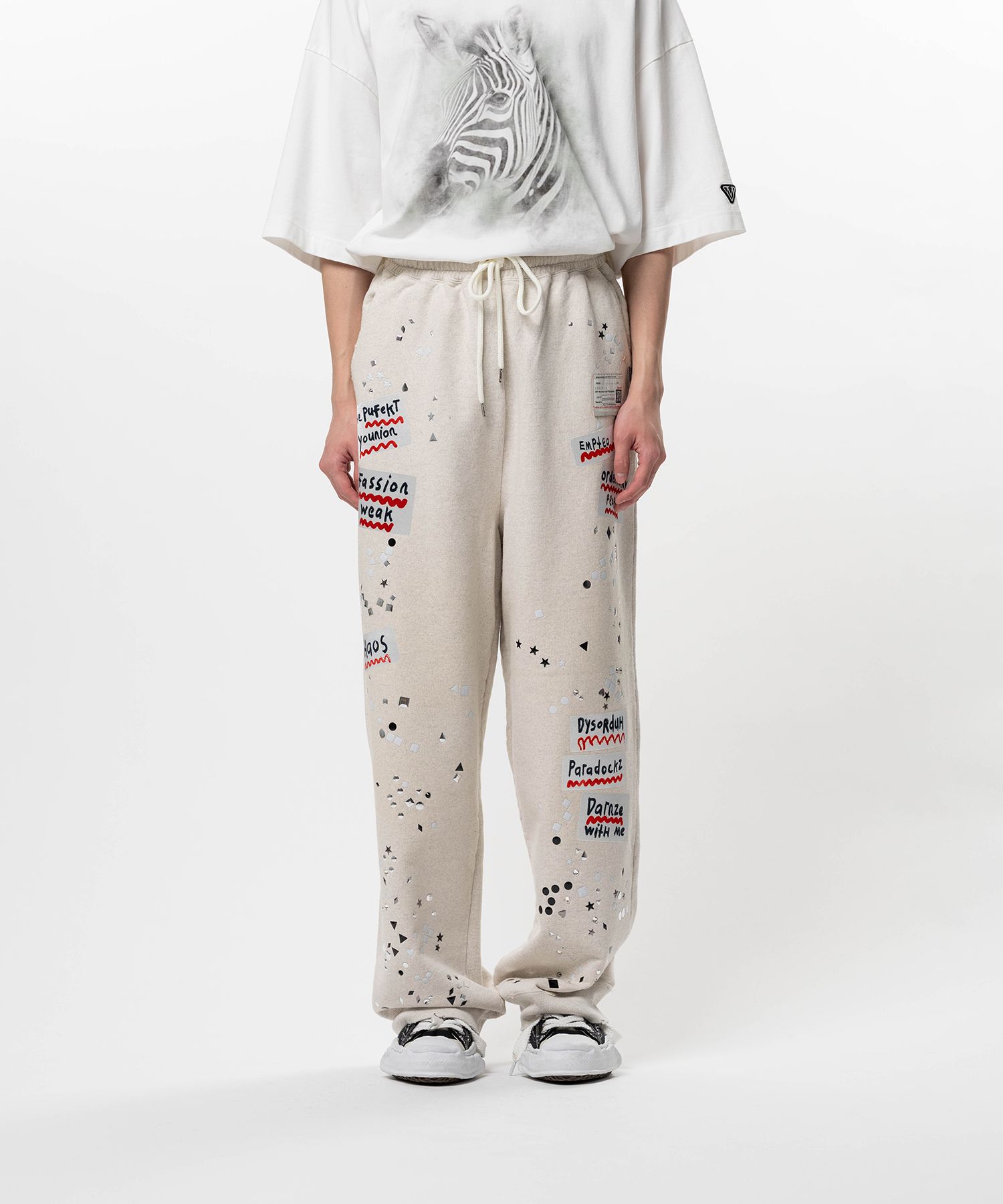 Embellished Sticker Sweat Pants