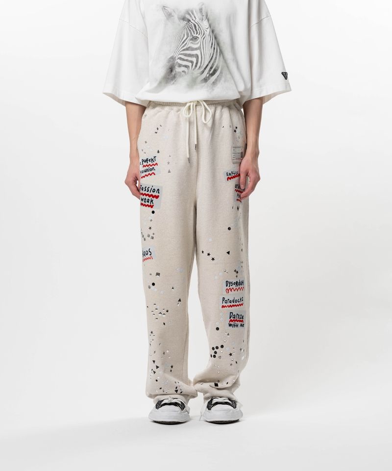 Embellished Sticker Sweat Pants