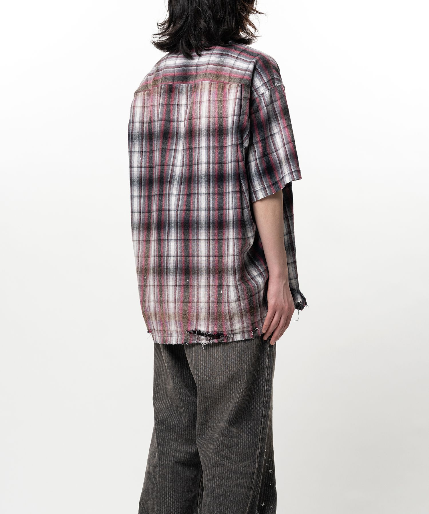 Embellished Sticker Short Sleeve Check Shirt