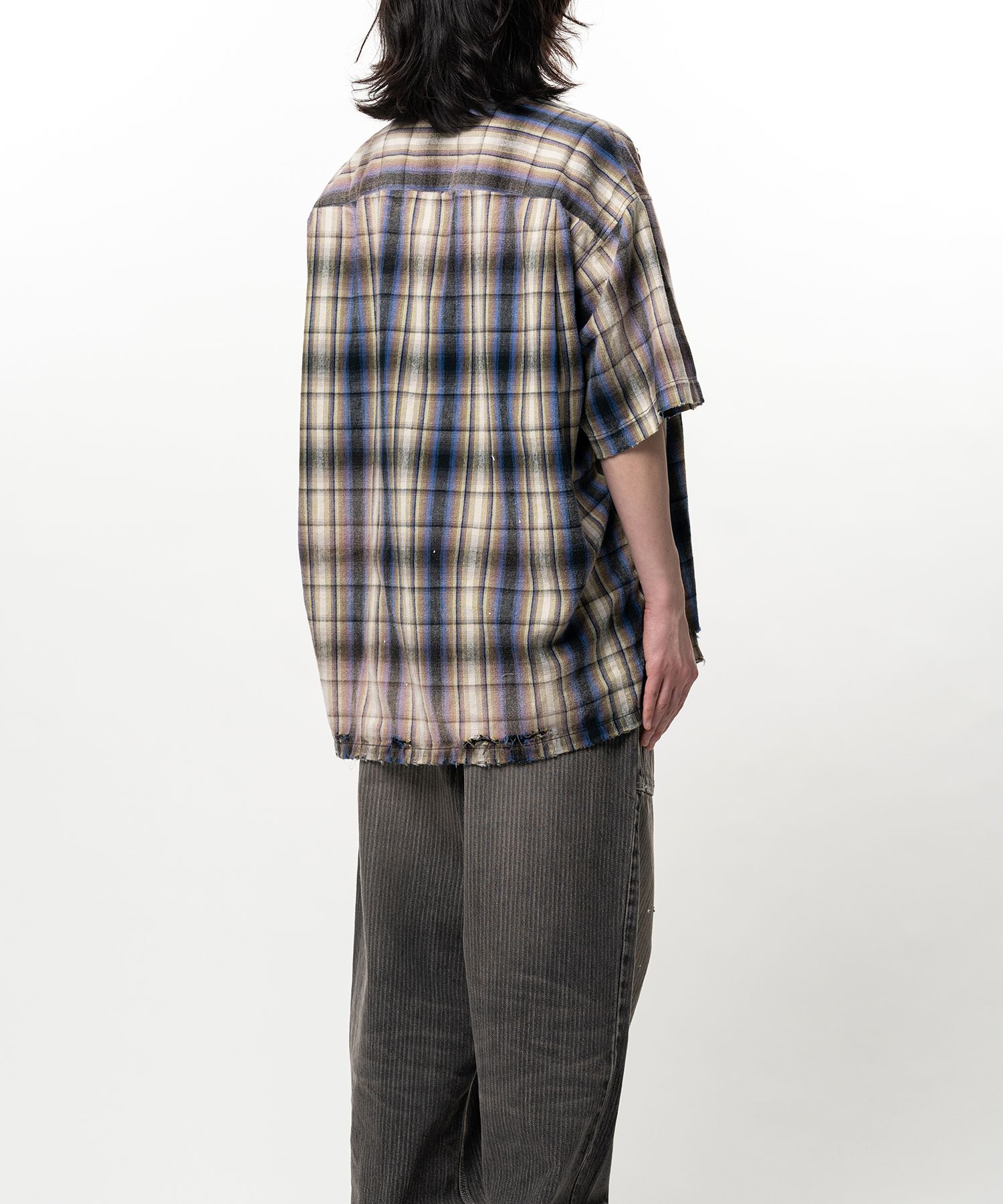 Embellished Sticker Short Sleeve Check Shirt