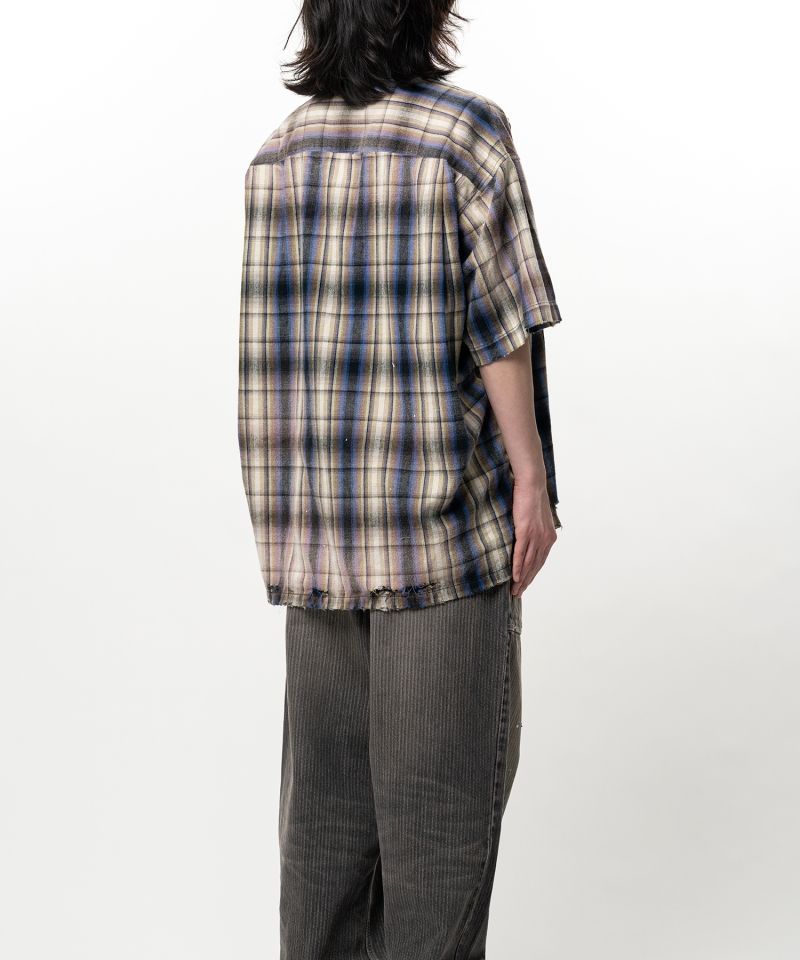 Embellished Sticker Short Sleeve Check Shirt