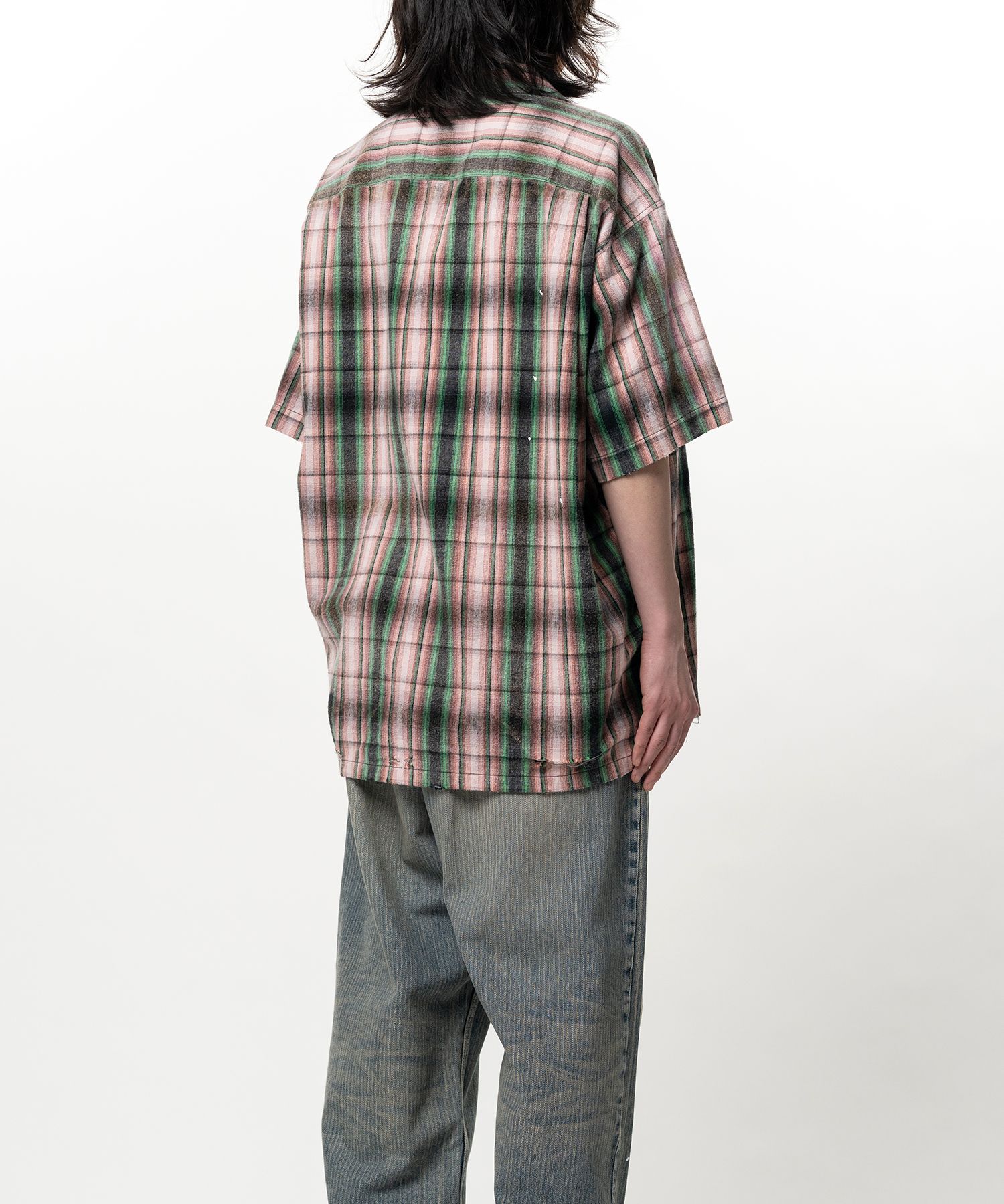 Embellished Sticker Short Sleeve Check Shirt