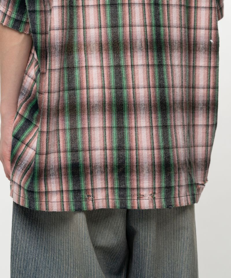 Embellished Sticker Short Sleeve Check Shirt