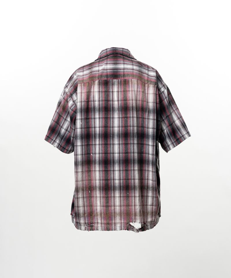 Embellished Sticker Short Sleeve Check Shirt