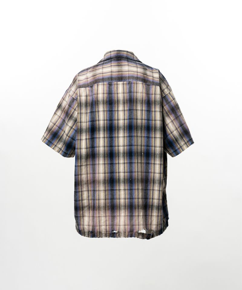 Embellished Sticker Short Sleeve Check Shirt