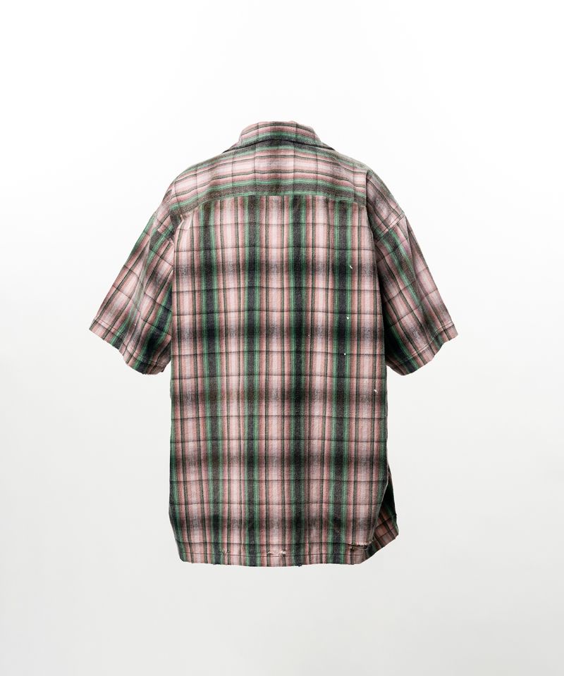 Embellished Sticker Short Sleeve Check Shirt