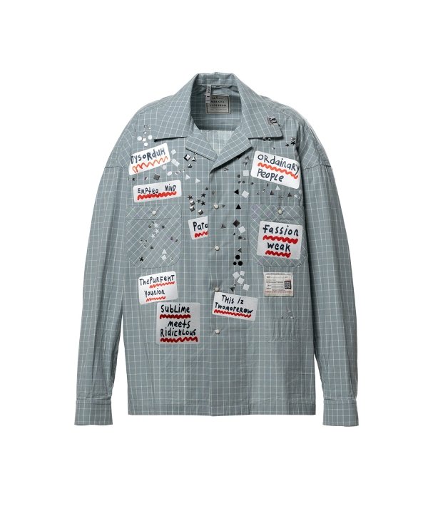 Embellished Sticker Long Sleeve Check Shirt