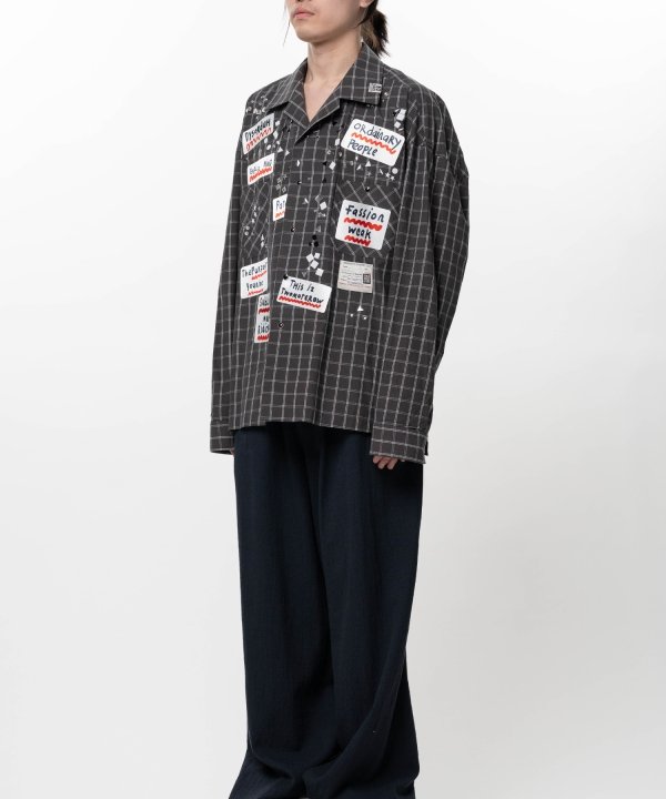 Embellished Sticker Long Sleeve Check Shirt