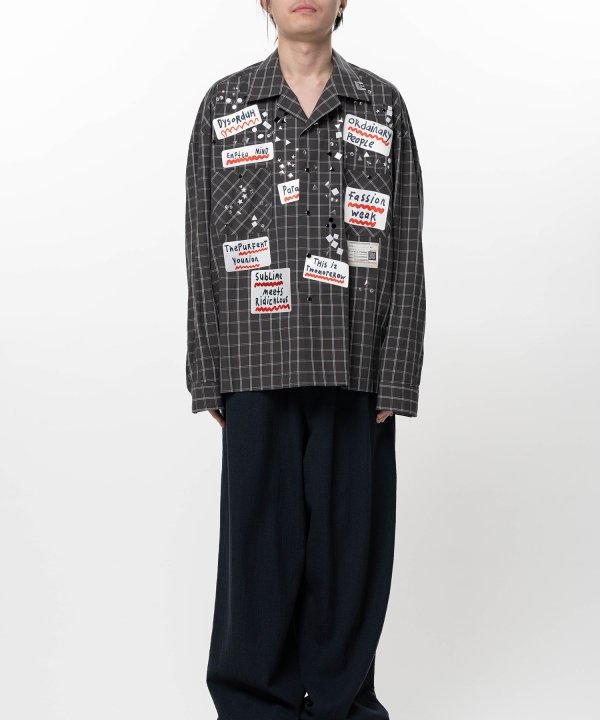 Embellished Sticker Long Sleeve Check Shirt