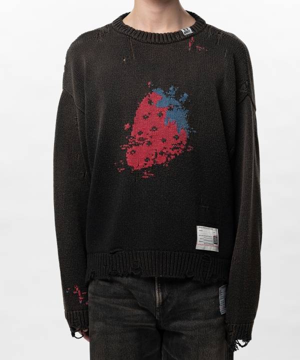 Strawberry Jacquard Knit Sweater