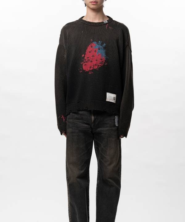 Strawberry Jacquard Knit Sweater