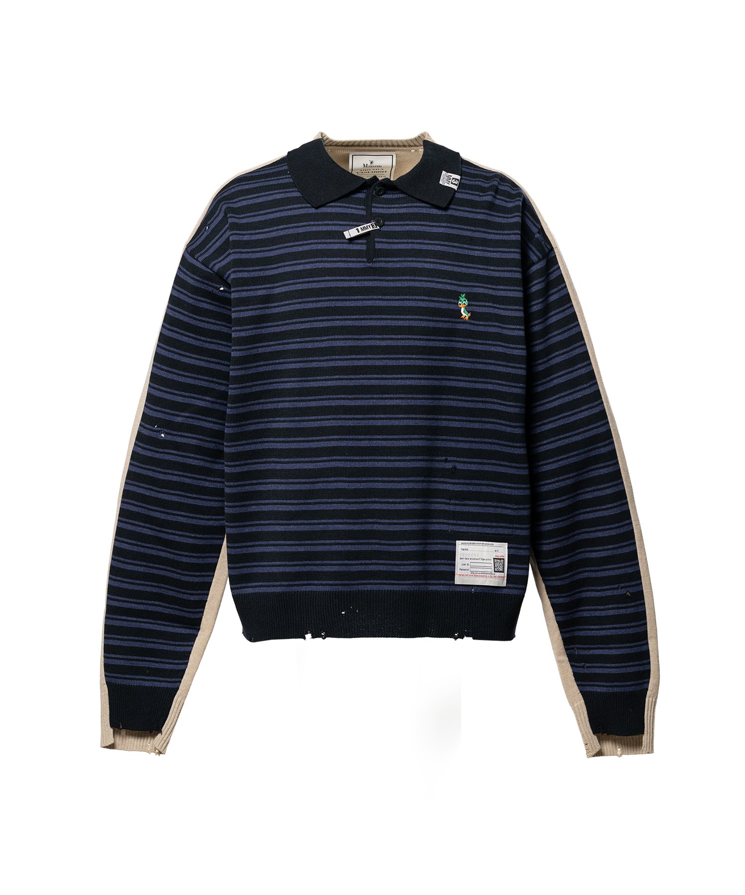 Front Back Combined Knit Polo Sweater