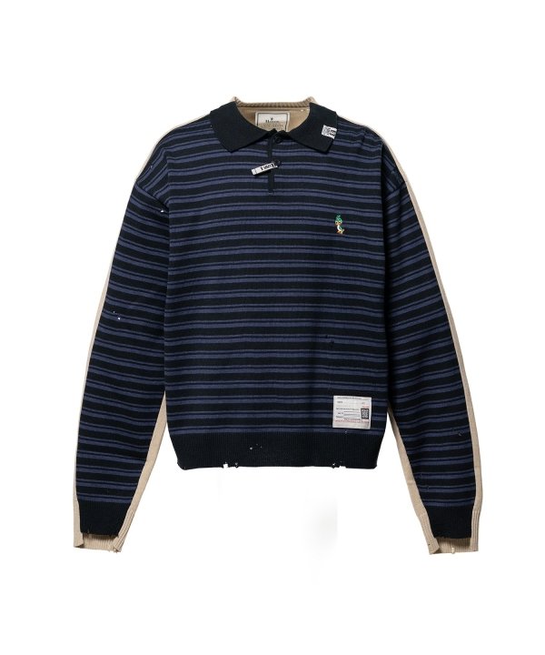Front Back Combined Knit Polo Sweater