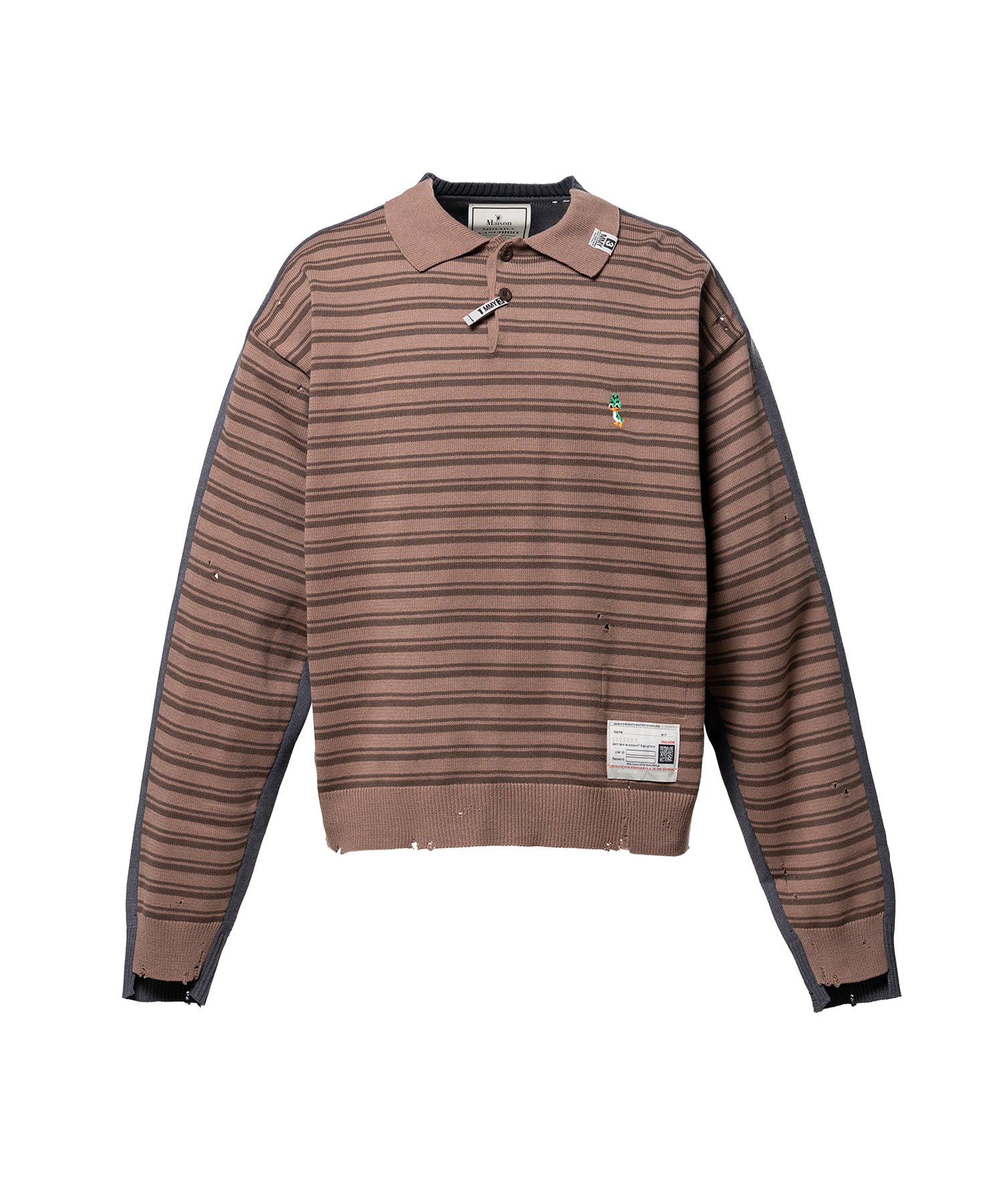Front Back Combined Knit Polo Sweater