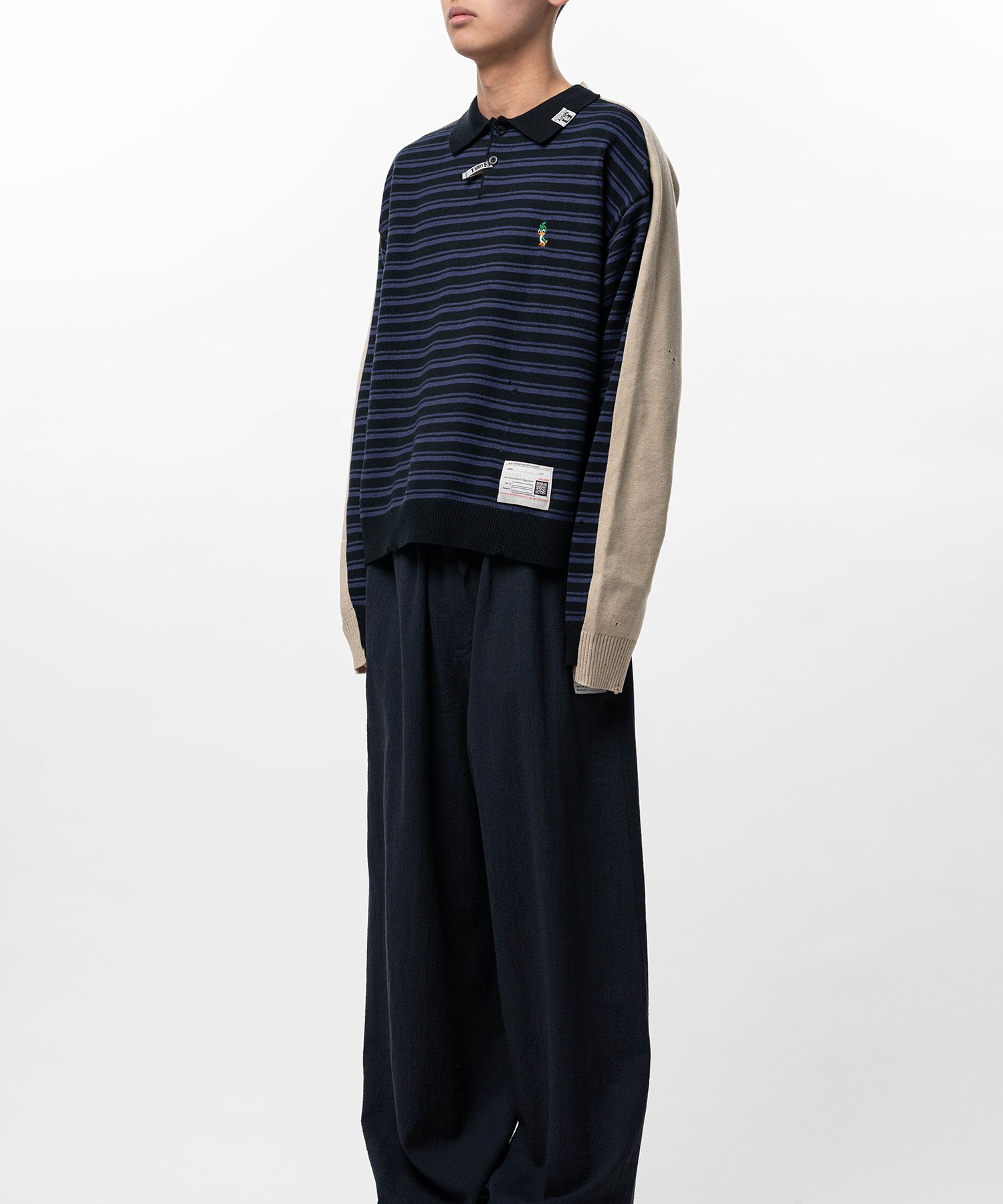 Front Back Combined Knit Polo Sweater