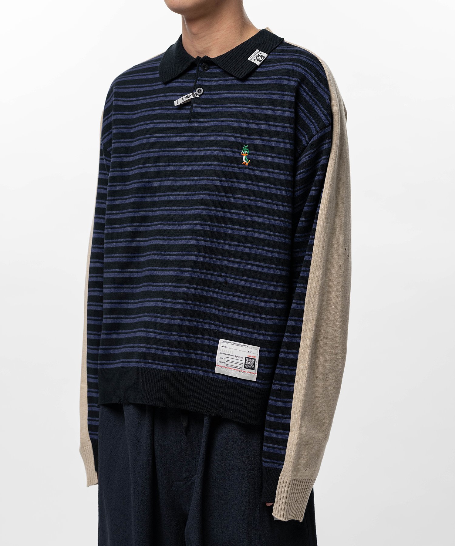 Front Back Combined Knit Polo Sweater