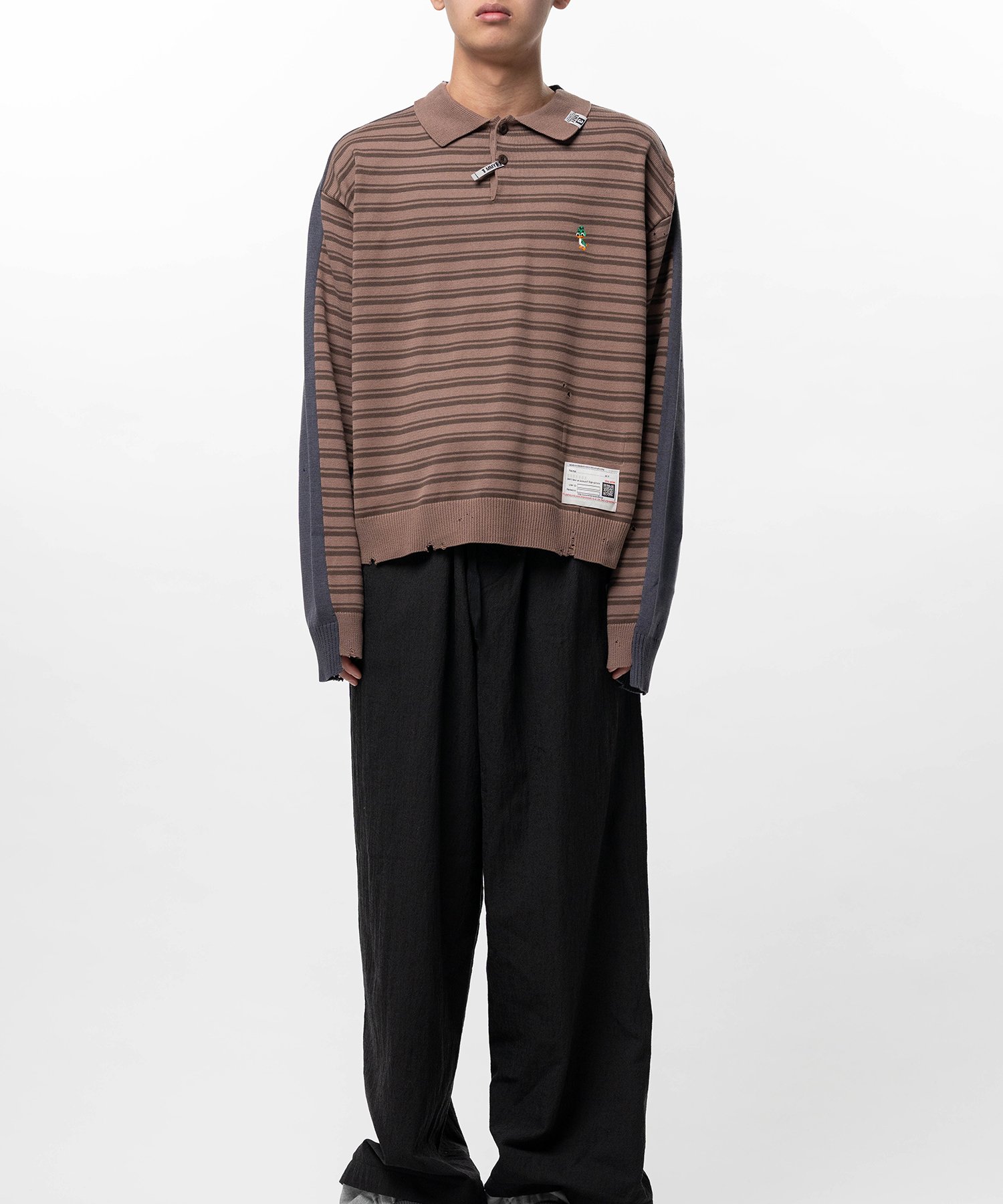 Front Back Combined Knit Polo Sweater