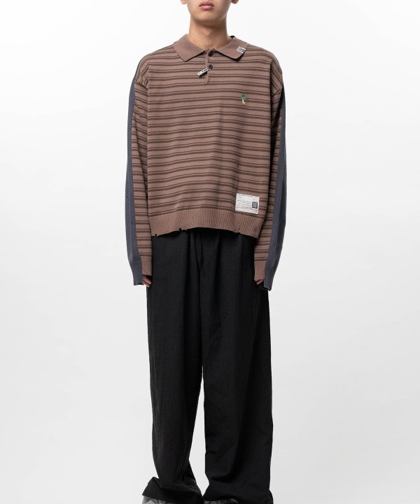 Front Back Combined Knit Polo Sweater