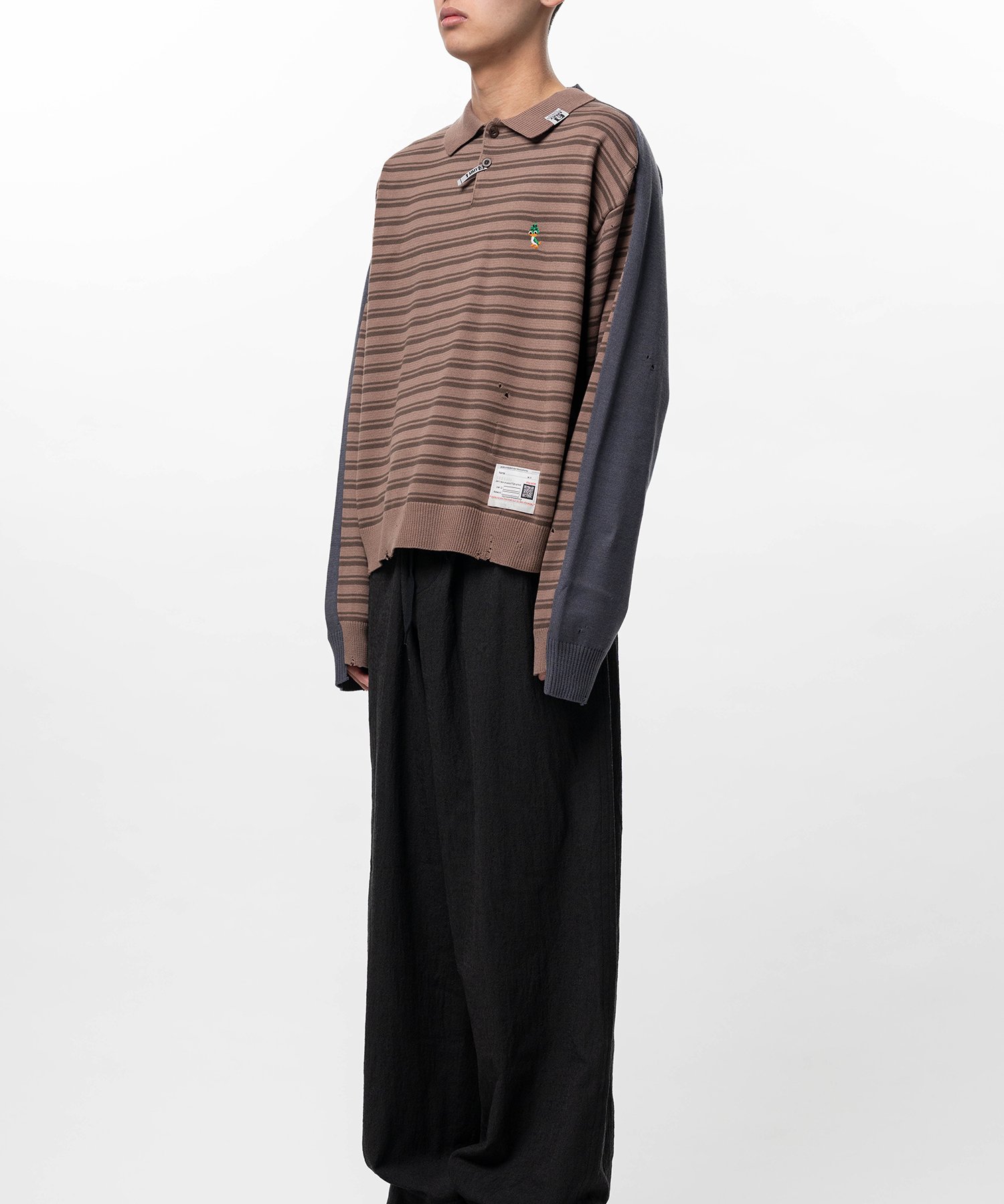 Front Back Combined Knit Polo Sweater