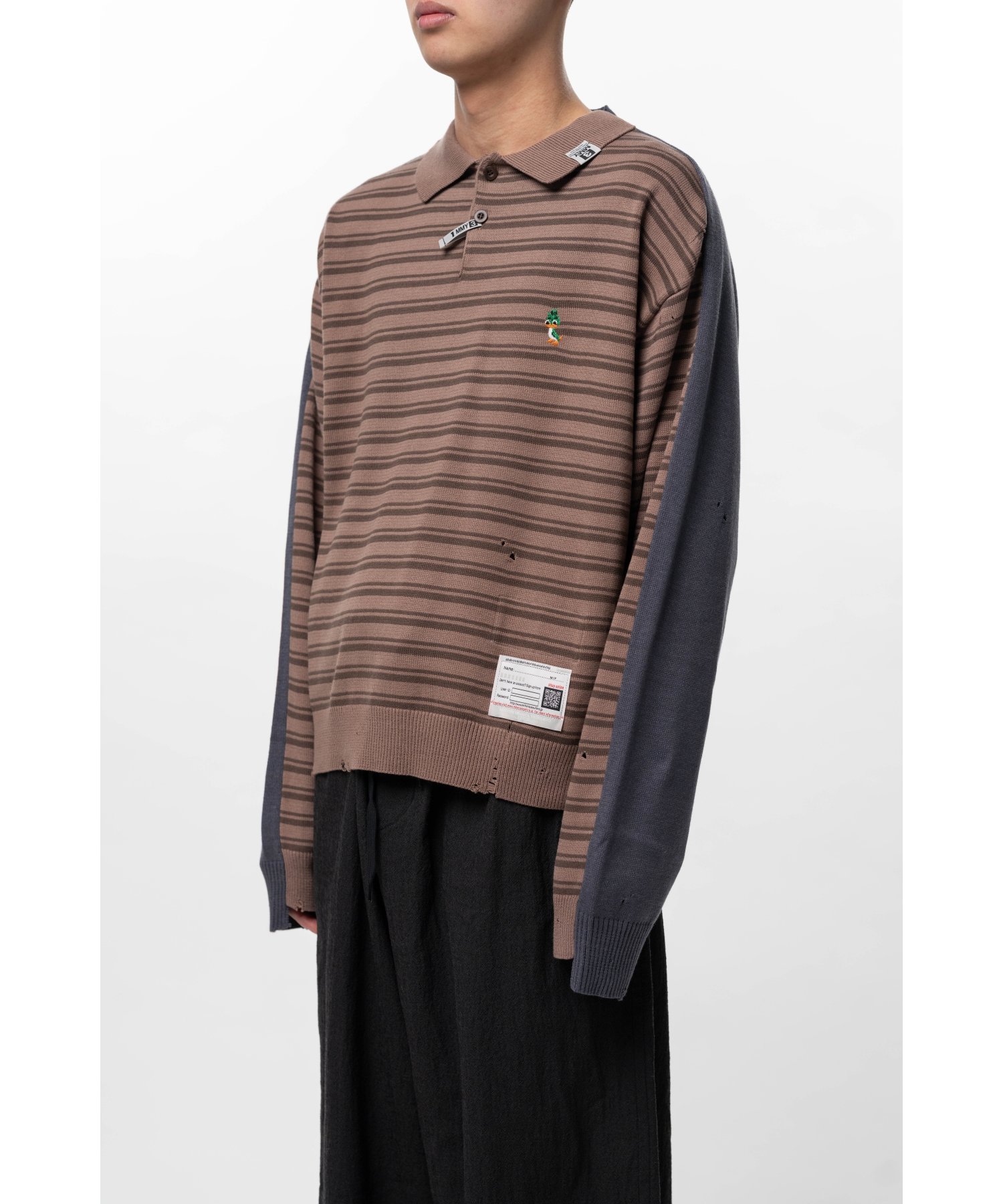 Front Back Combined Knit Polo Sweater