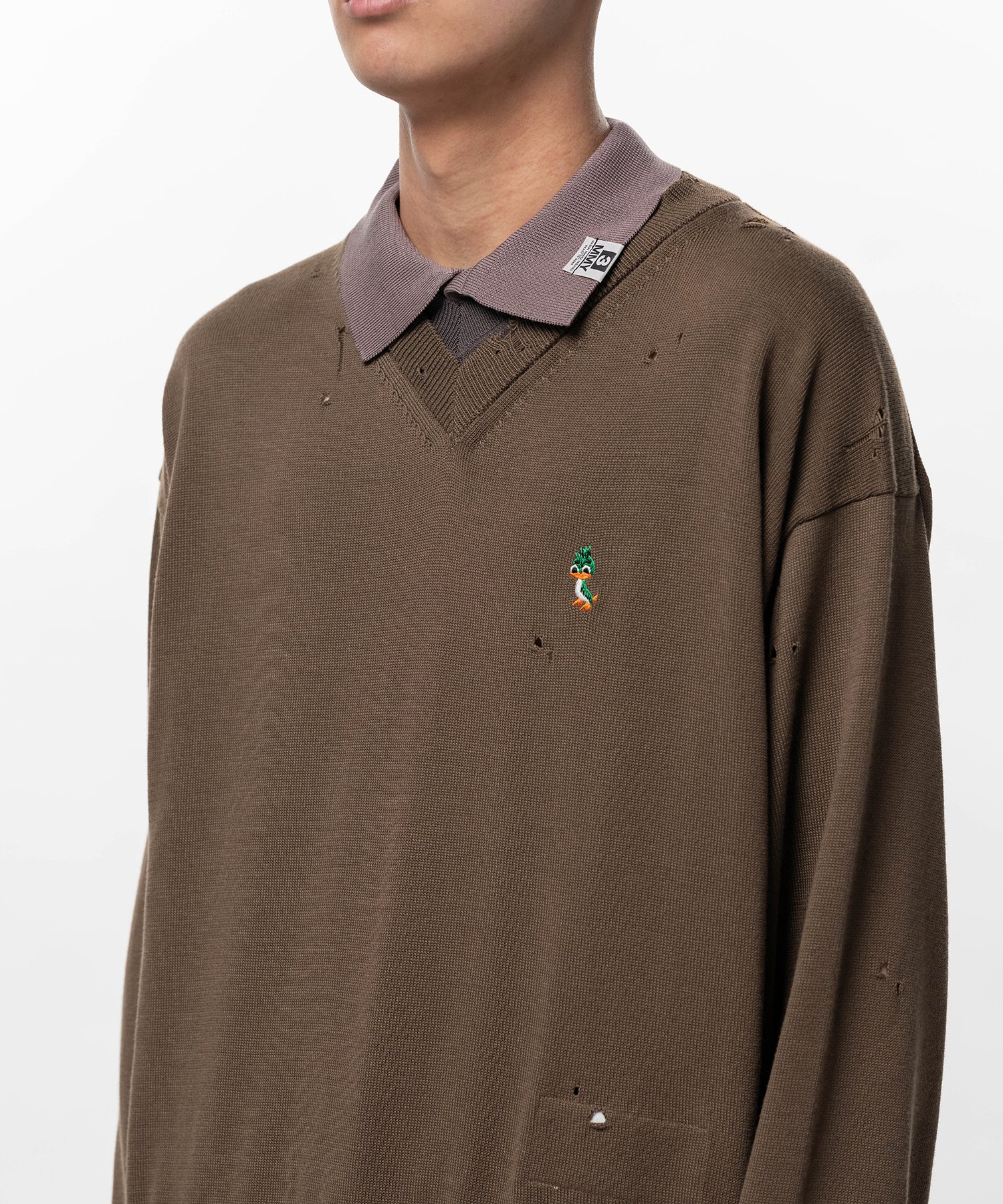 Triple Layered Knit Polo Sweater