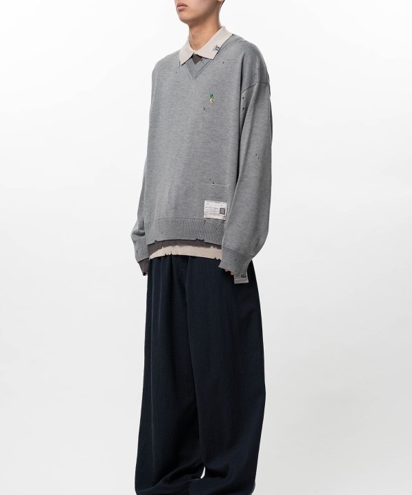 Triple Layered Knit Polo Sweater