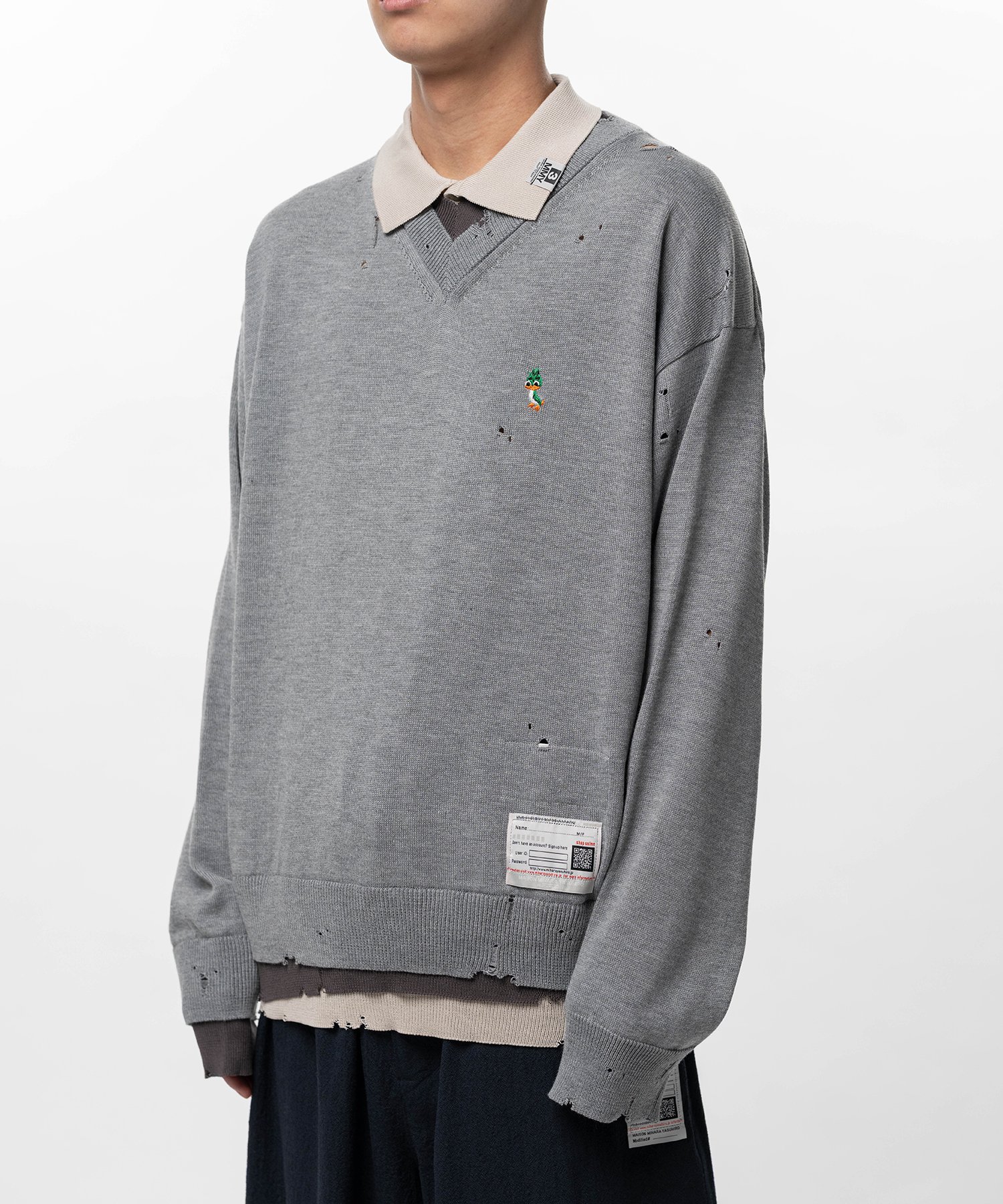 Triple Layered Knit Polo Sweater