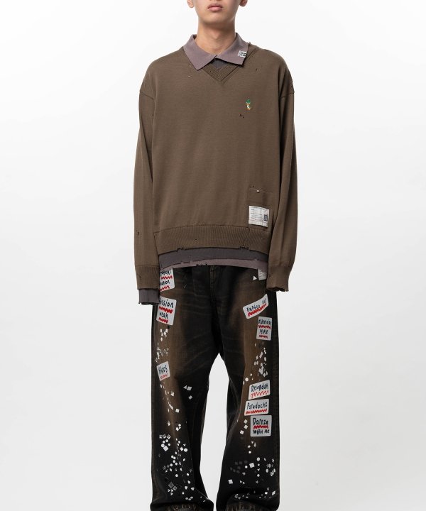 Triple Layered Knit Polo Sweater