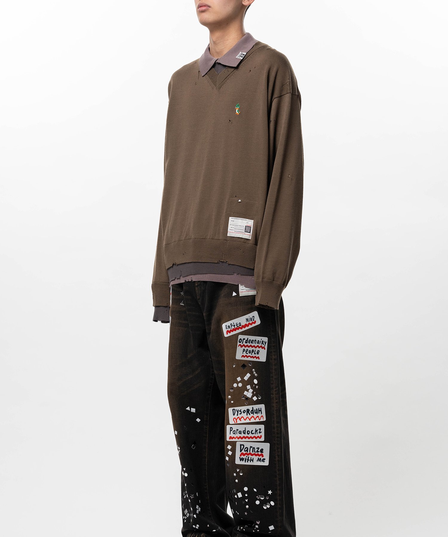 Triple Layered Knit Polo Sweater