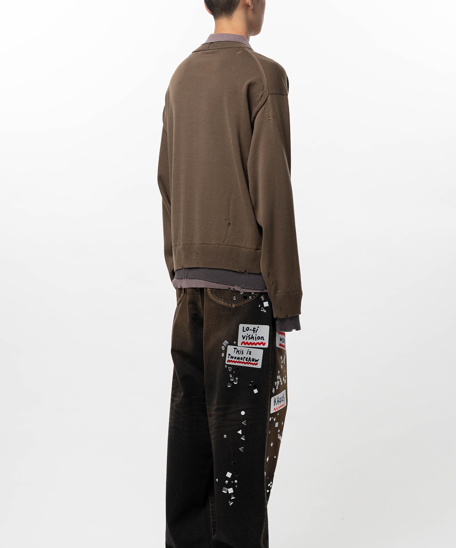 Triple Layered Knit Polo Sweater