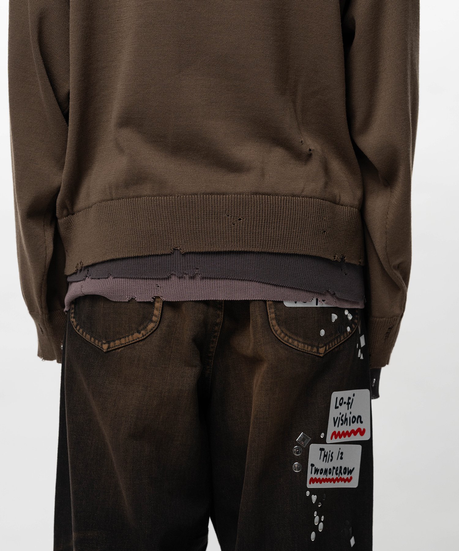 Triple Layered Knit Polo Sweater