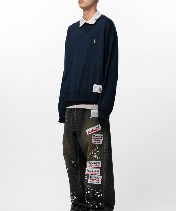 Triple Layered Knit Polo Sweater