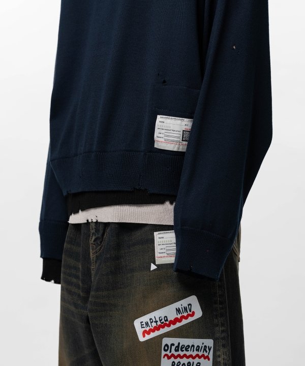 Triple Layered Knit Polo Sweater