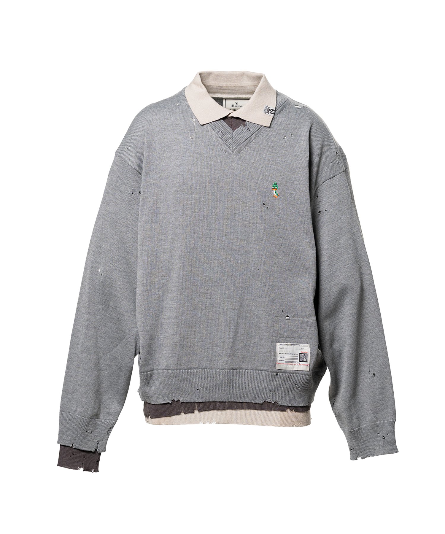 Triple Layered Knit Polo Sweater