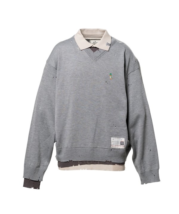 Triple Layered Knit Polo Sweater