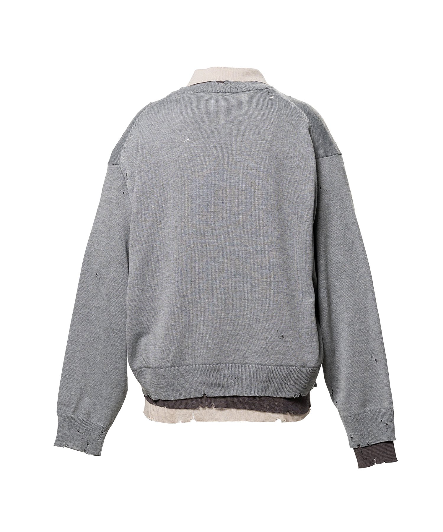 Triple Layered Knit Polo Sweater