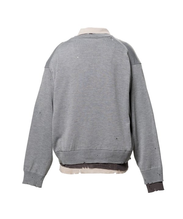 Triple Layered Knit Polo Sweater