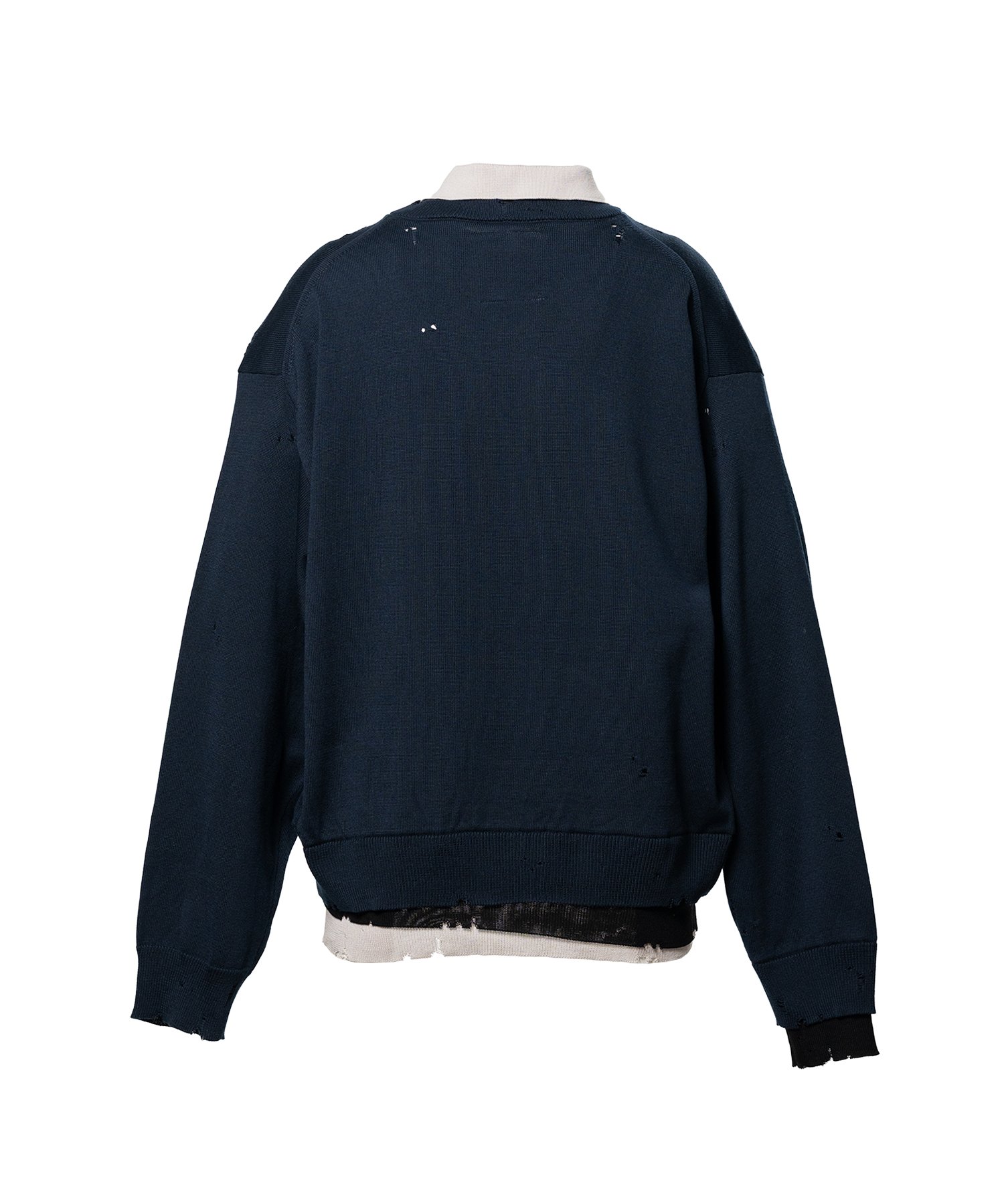 Triple Layered Knit Polo Sweater