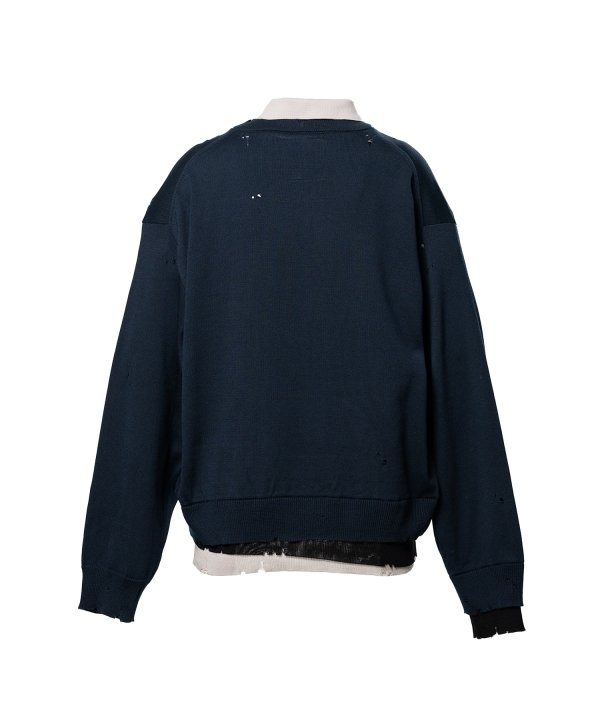 Triple Layered Knit Polo Sweater