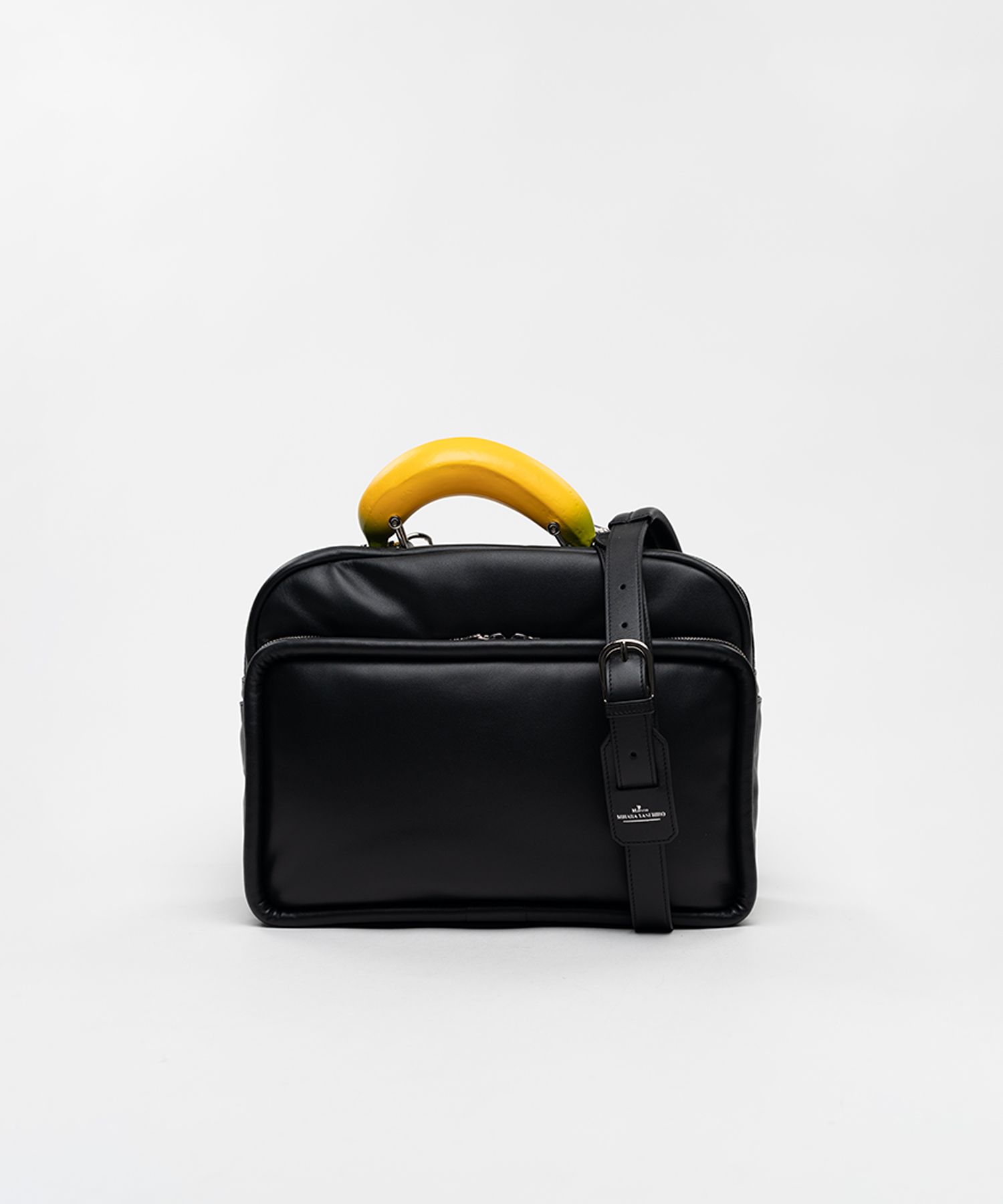 "TOY" Banana Handle Square Leather Pocket Bag