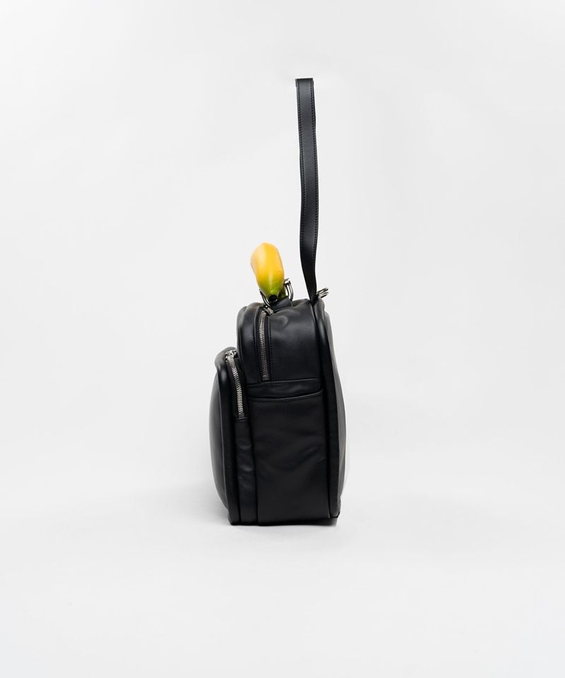 "TOY" Banana Handle Square Leather Pocket Bag