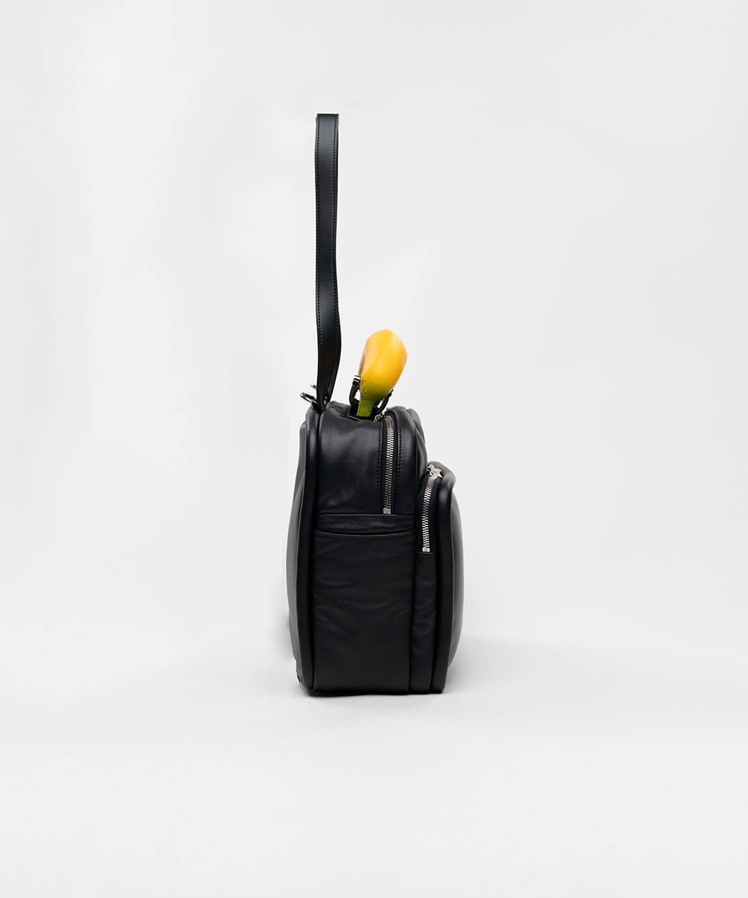 "TOY" Banana Handle Square Leather Pocket Bag