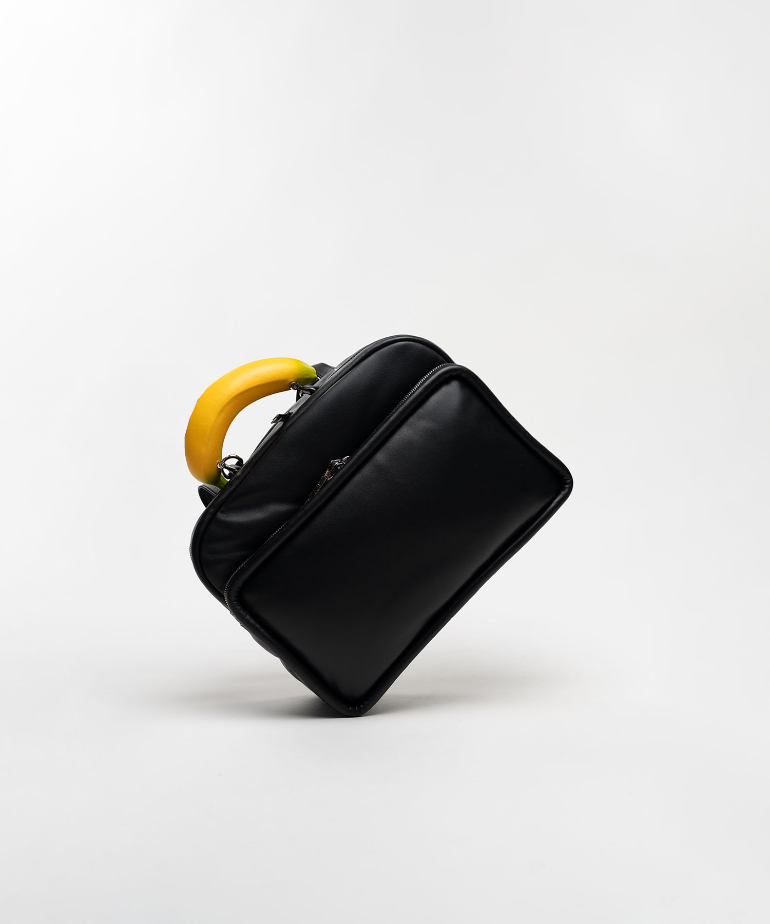 "TOY" Banana Handle Square Leather Pocket Bag