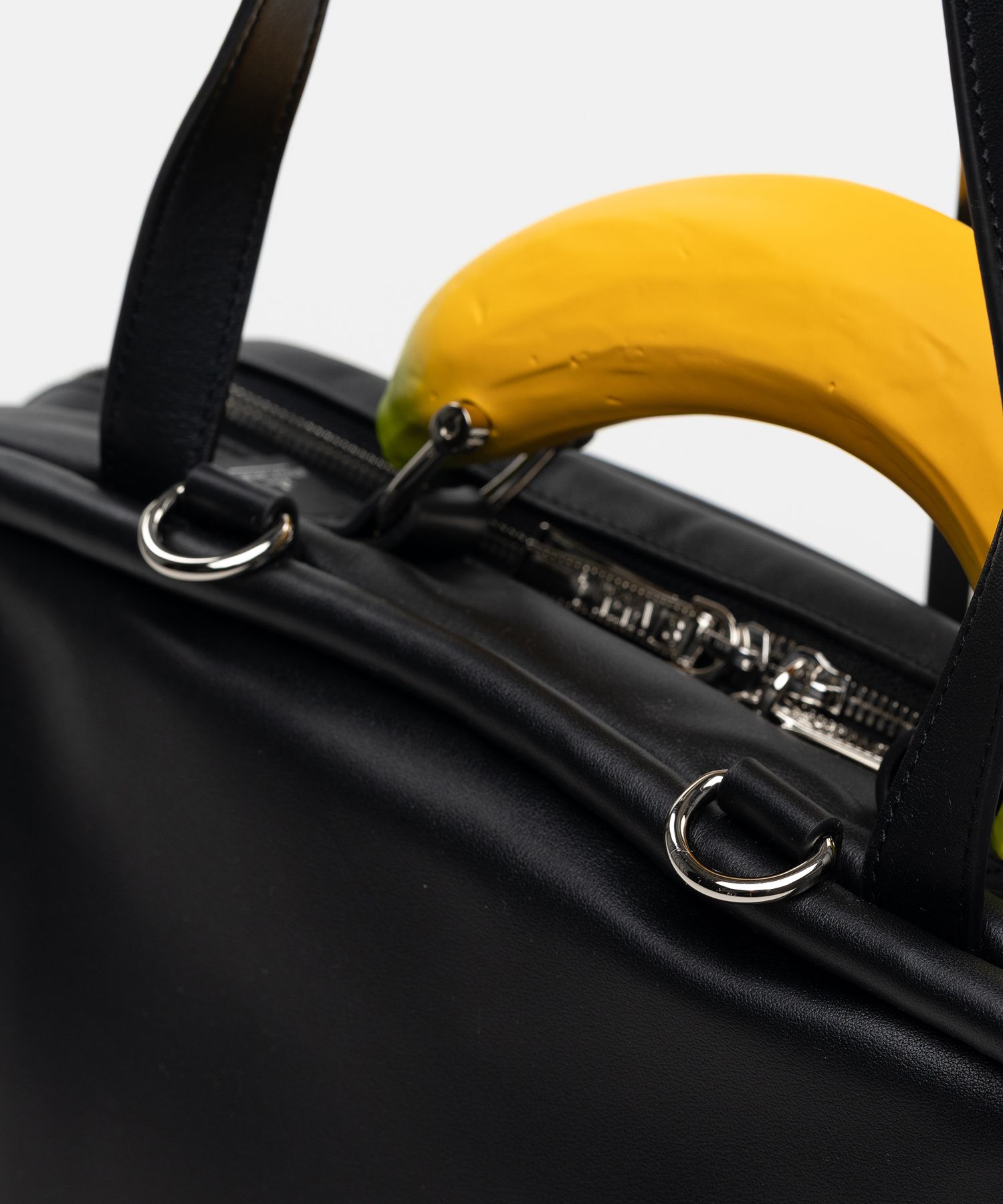 "TOY" Banana Handle Square Leather Pocket Bag