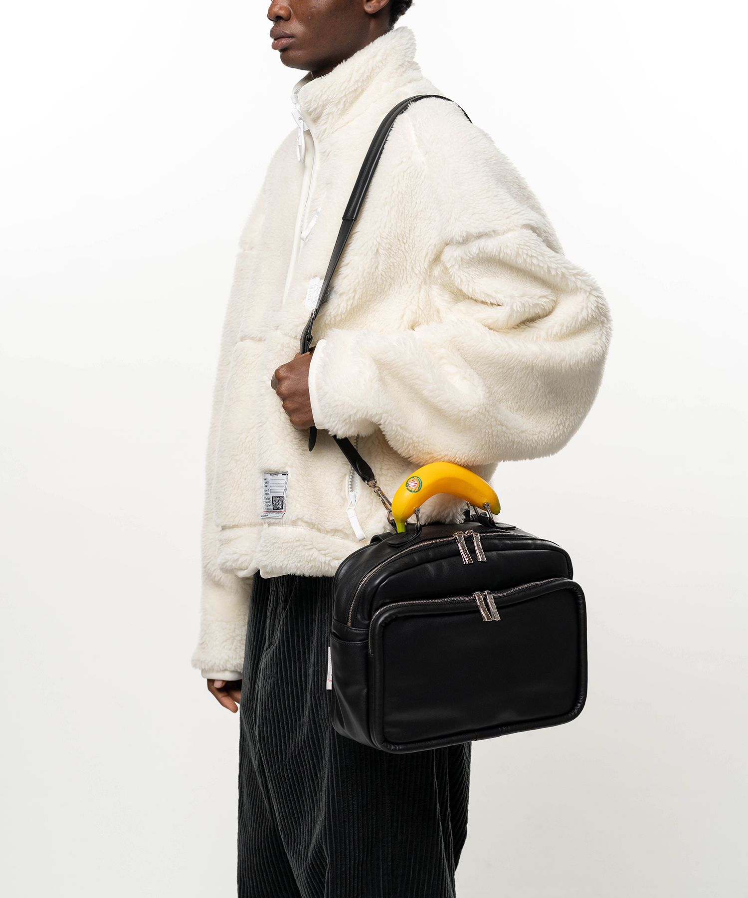 "TOY" Banana Handle Square Leather Pocket Bag