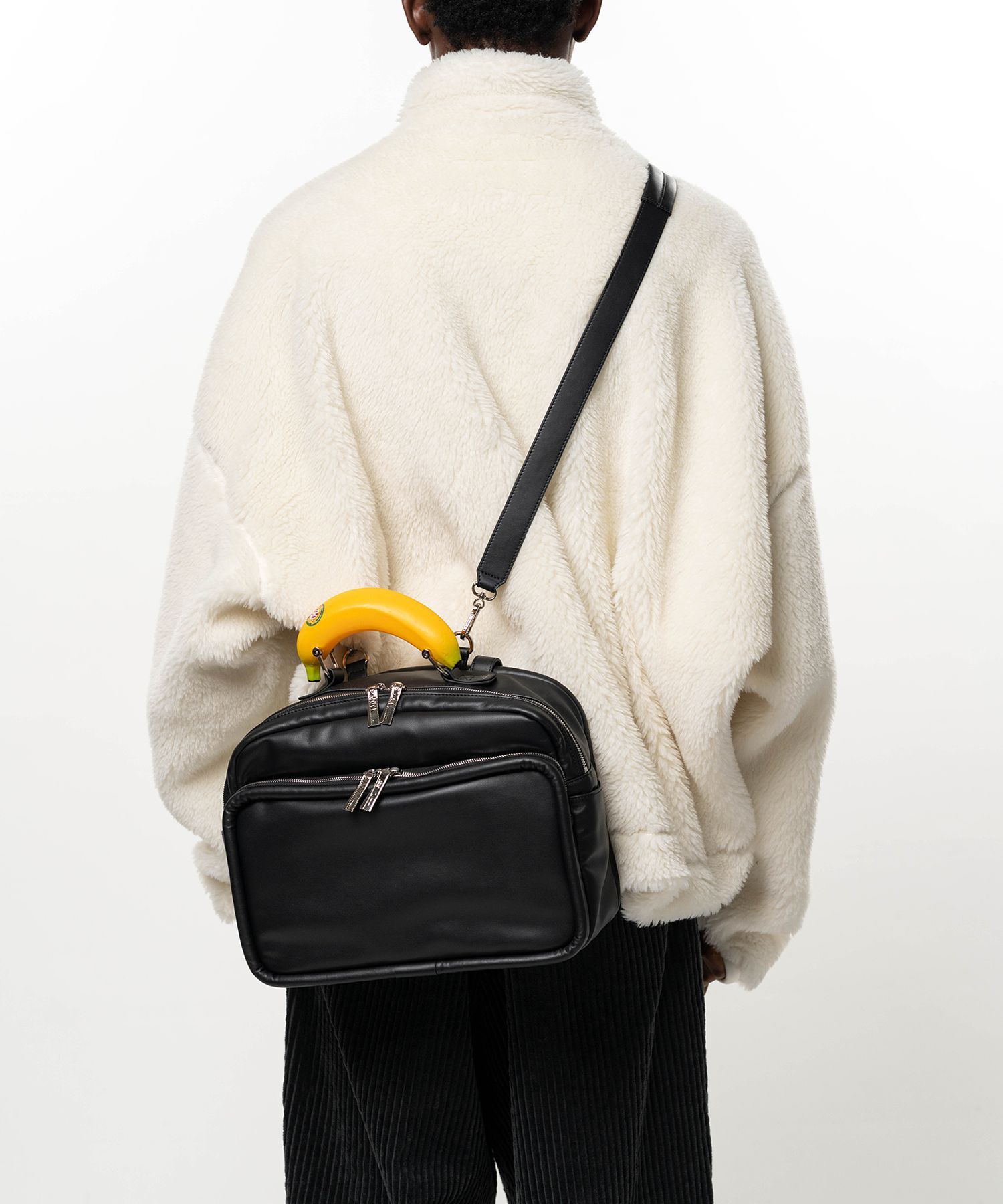 "TOY" Banana Handle Square Leather Pocket Bag