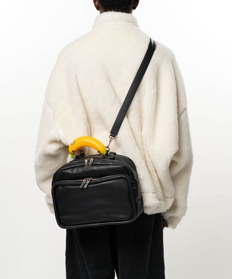 "TOY" Banana Handle Square Leather Pocket Bag