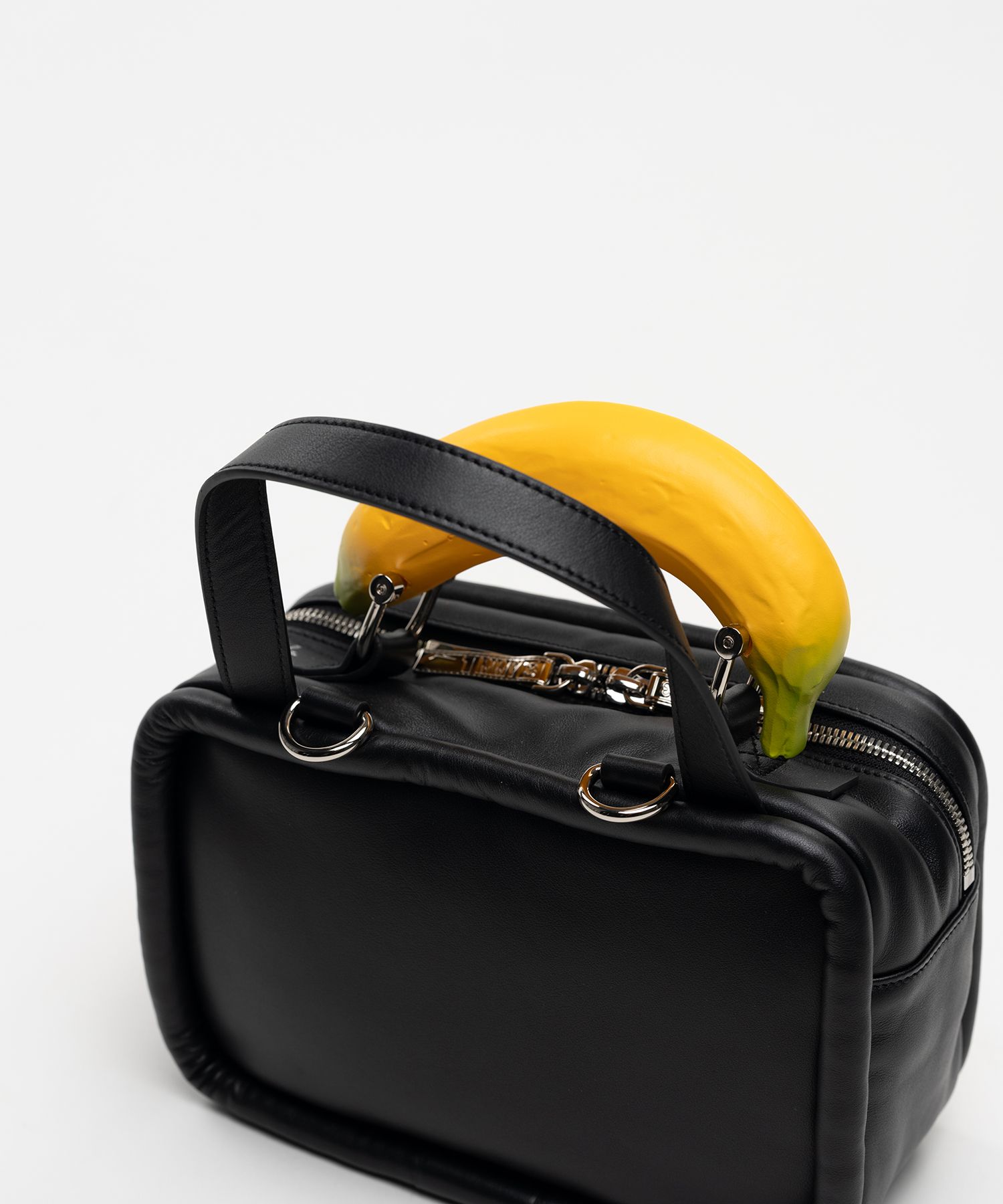 "TOY" Banana Handle Square Leather Mini Bag