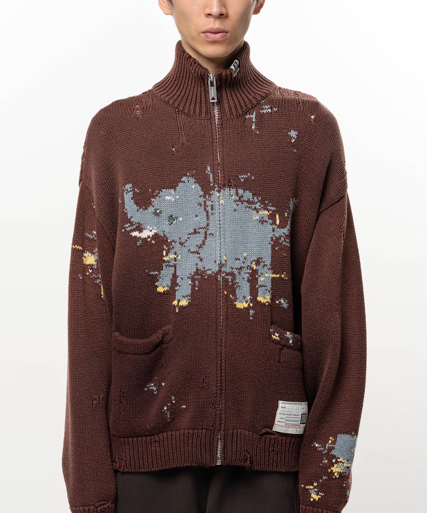 Elephant Jacquard Knit Cardigan